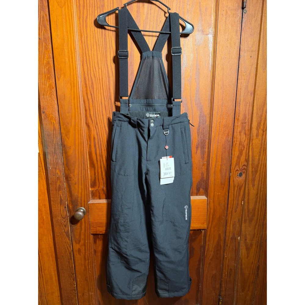 Sunice Boys Jett Insulated Ski Pants Black Waterproof Snow Bibs JRB55 Size 14